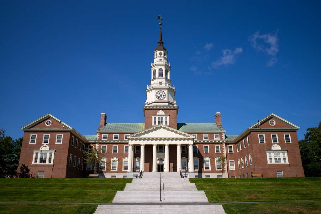Miller Library is featured up the hill at Colby College.