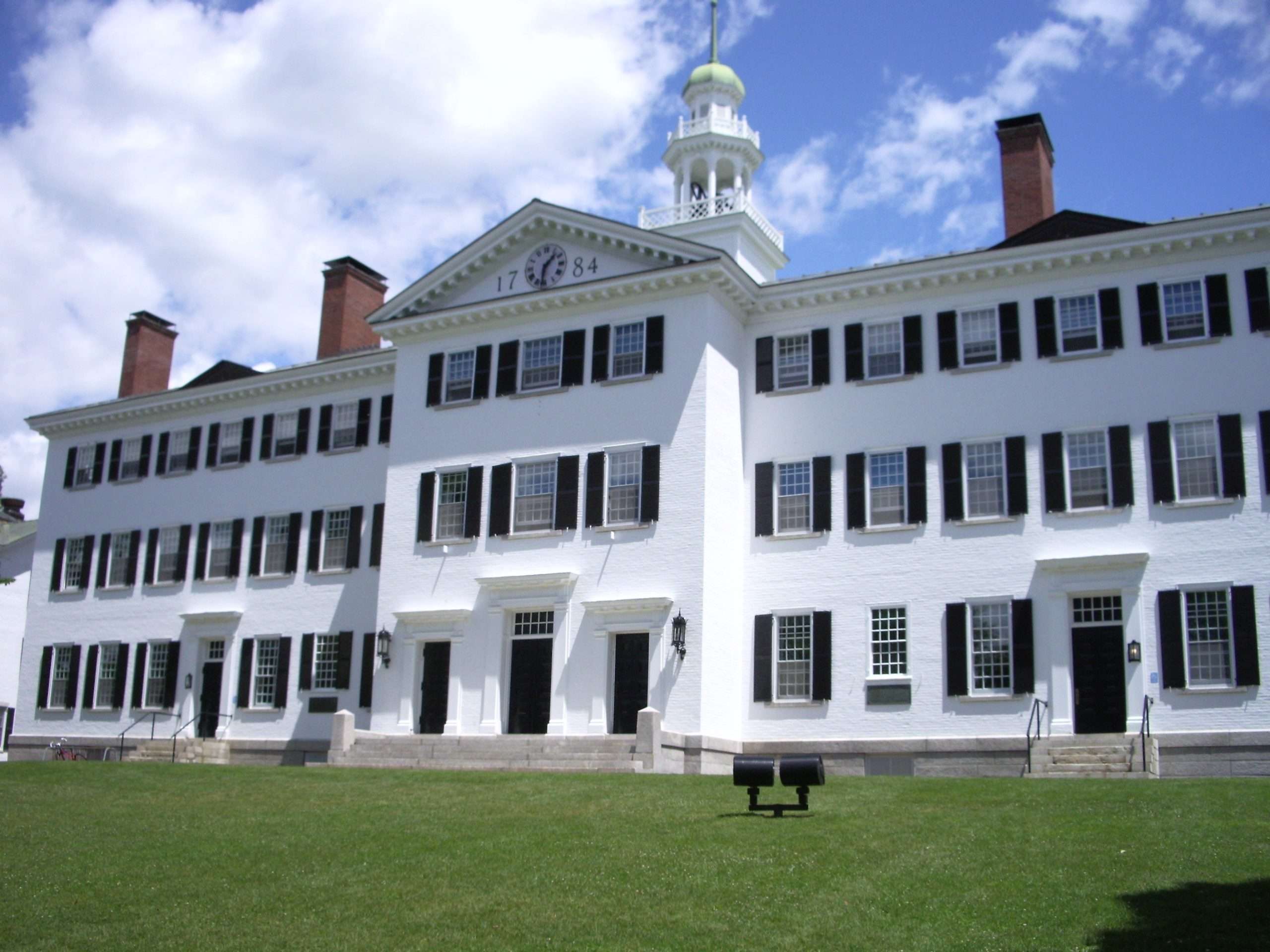 Dartmouth Hall is featured cast in the afternoon shadow.