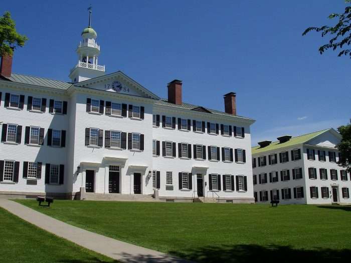 Dartmouth Hall is featured.